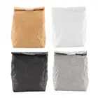 Сумка для обеда, складная, многоразовая, водонепроницаемая, герметичная, термоизоляционная, из крафтовой бумаги, сумка для хранения продуктов питания