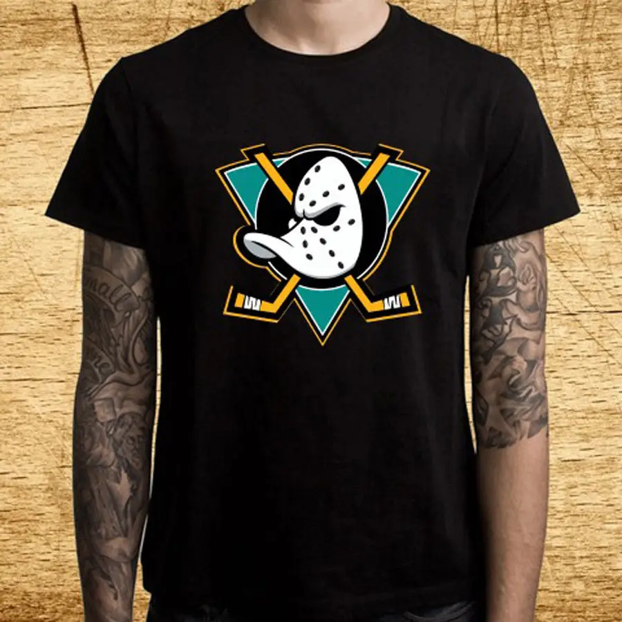 Новая мужская черная футболка с логотипом Mighty Ducks Anaheim размер S-3XL принтом на заказ