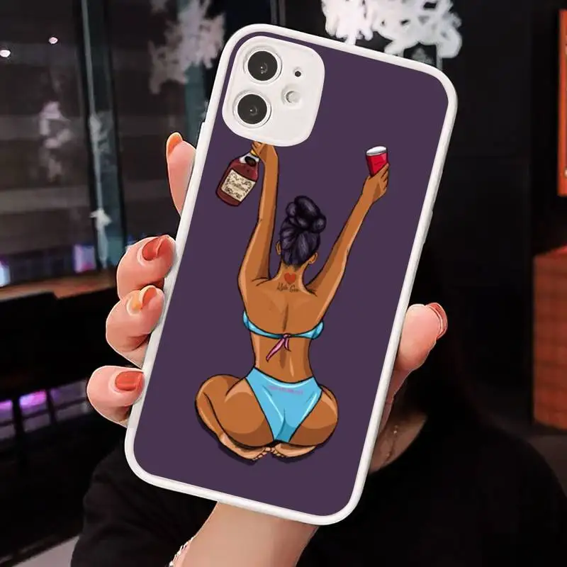 

Make Money Black Head girl Phone Cases Matte Transparent for iPhone 7 8 11 12 s mini pro X XS XR MAX Plus cover funda