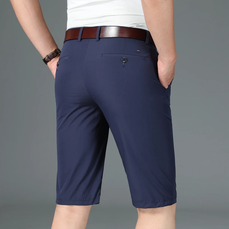 

QUANBO Men's Classic-Fit 9" Short 2021 Summer New Arrivals Business Casual Lightweight Comfort Stretch Polyester Short