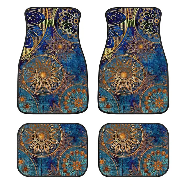 

AUTO KEGAN Bohemian Hippie Mandala Gypsy Print Universal Car Floor Mats - Front & Rear Carpets 4 Pcs All Weather Car Interior
