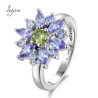 fashion jewelry rings for women men amethyst flower shape 925 sterling silver ring with cz stones wedding party gifts size 6 10