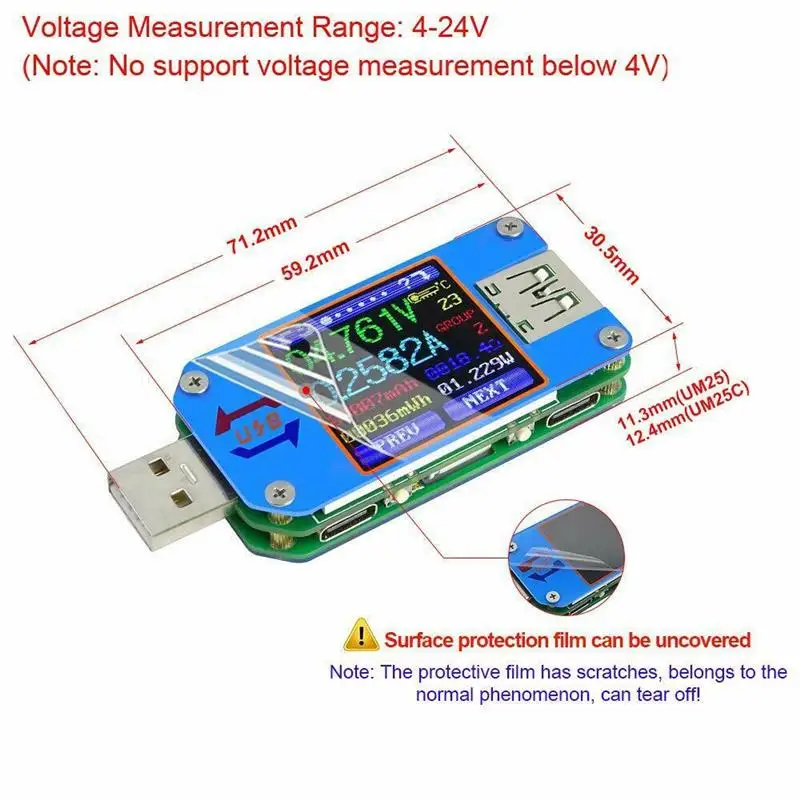 

UM25C USB 2.0 Tester USB Voltmeter Ammeter Color LCD Display Tester USB Digital Multimeter Current Voltage Meter