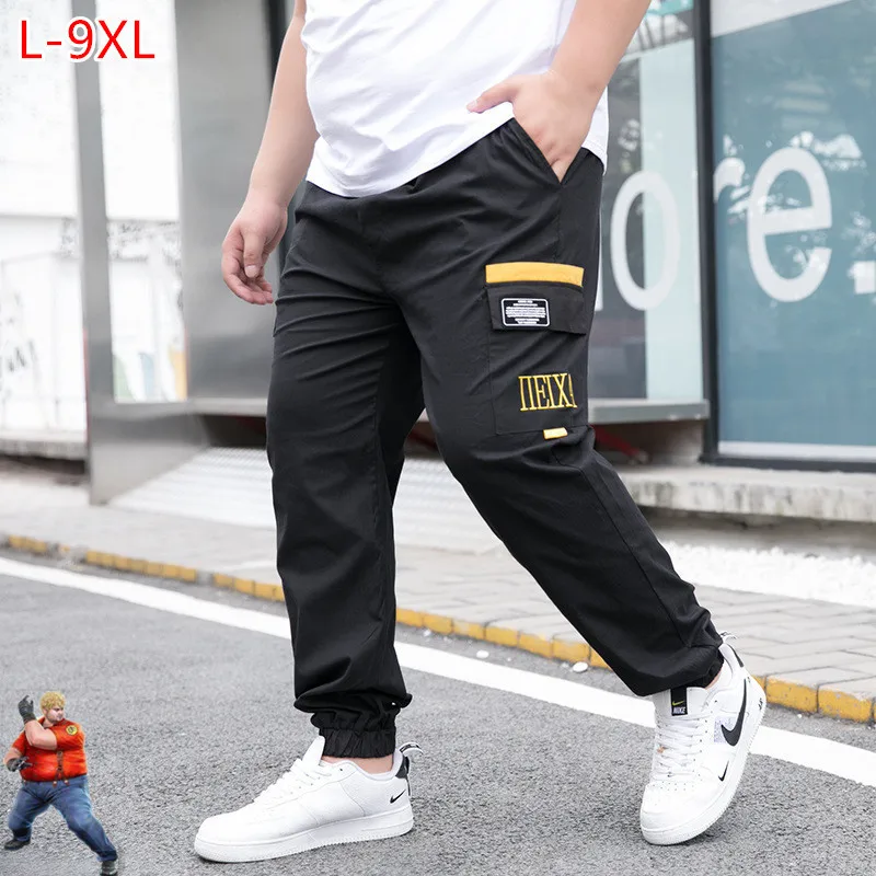 

Joggers Men Sport Cargo Safari Pants Black Hiphop Plus Size 7XL 8XL 9XL Thin Summer Loose Harem Sweatpants Stretch Male Trousers