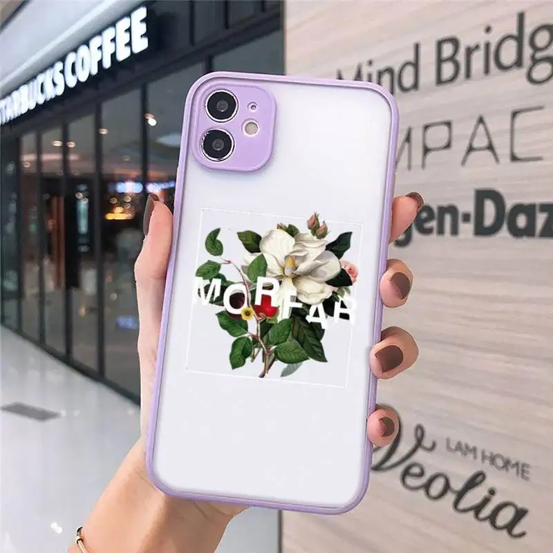 

Flower text art Phone Case matte transparent For purple iPhone 7 8 x xs xr 11 12 pro plus max mini Clear Funda