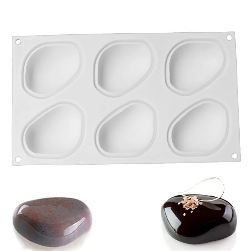 Silicone Cake Decorating Tool Baking Molds Bakeware For Chocolate Cakes Dessert Elliptical Pebble Stone Shape Mold | Дом и сад