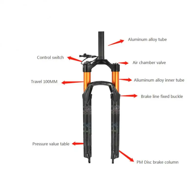 

Bicycle Front Fork 26 Inch 27.5 Inch 29 Inch Shoulder Control And Wire Control Pneumatic Shock Absorber Disc Brake Fork