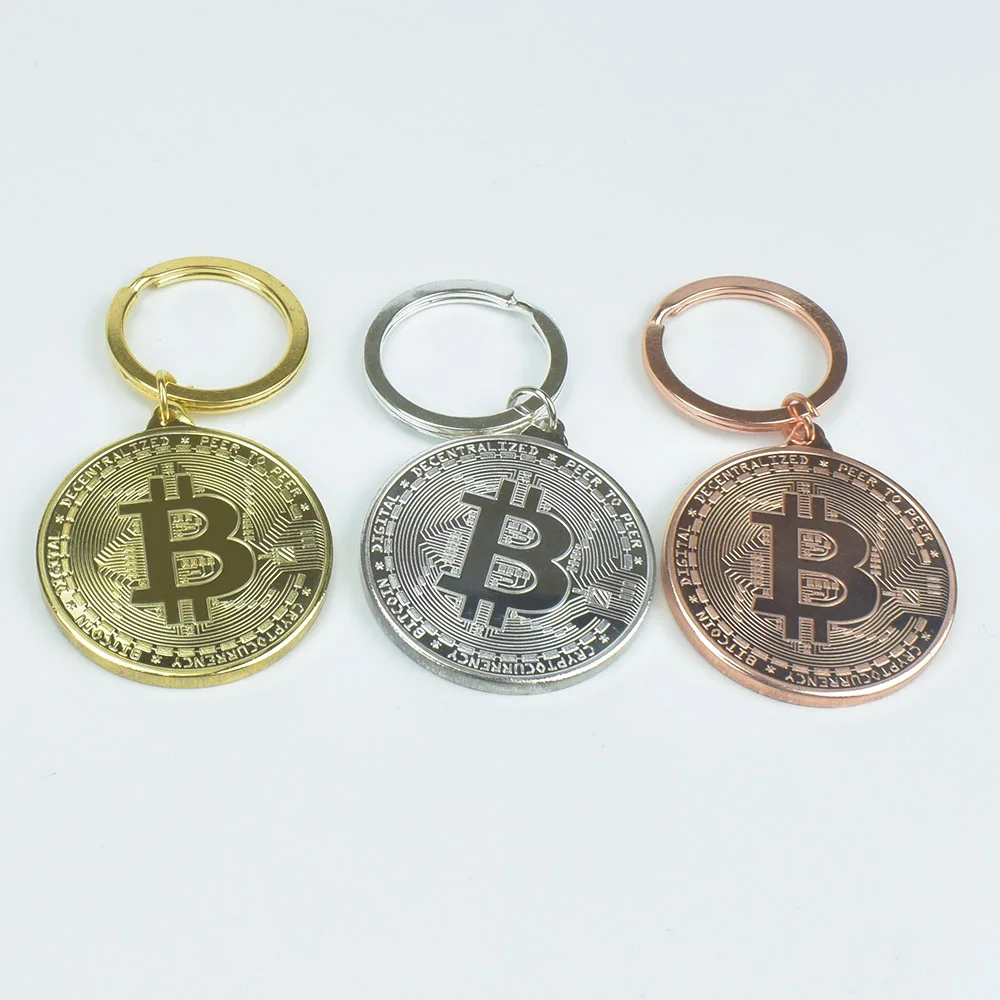 Биткойн-брелок позолоченный Биткоин монета брелок Коллекционная физическая