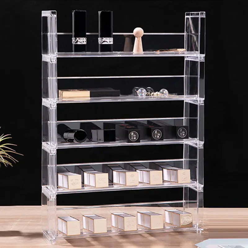 

Прозрачная подставка для косметики, искусственная кожа, Популярная Настольная коробка для хранения губной помады, органайзер, стеллаж для ...