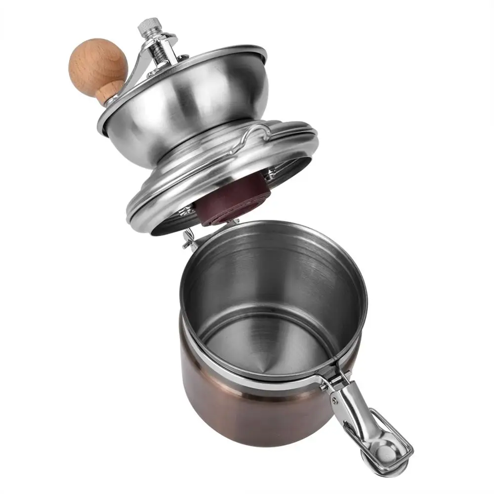 Портативная ручная кофемолка из нержавеющей стали с деревянной ручкой гайки для