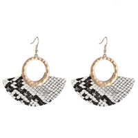 trendy hammered alloy earrings for women leopard snakeskin simicircle fan leather earrings jewelry