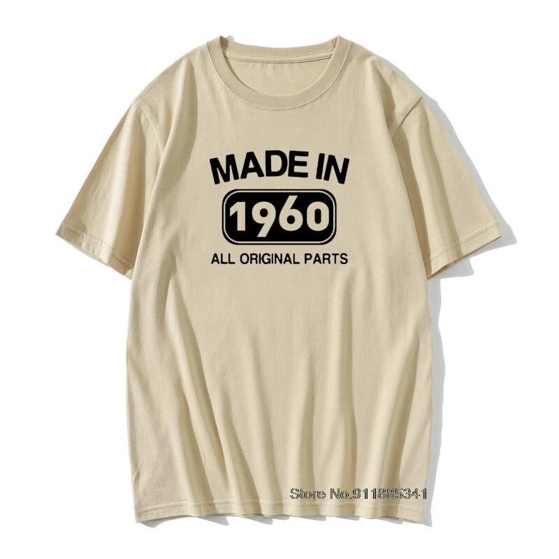 

Made in 1960 Birthday Mens Funny T Shirt 61 Years Present Vintage Cotton TShirts Unique Print Daddy Grandad Tops Tees Gift