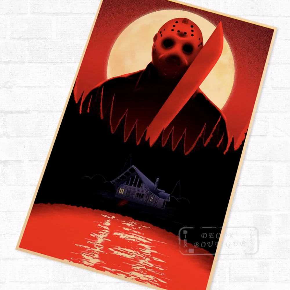 Серия фильмов ужасов Техасская резня бензопилы ВИНТАЖНЫЙ ПЛАКАТ Ретро Холст