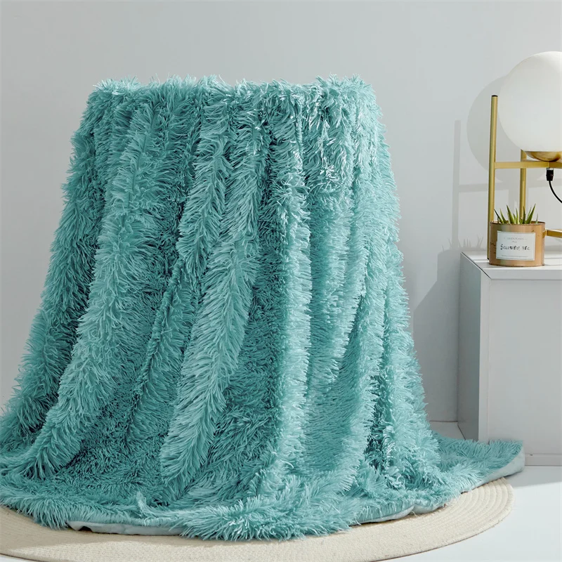 

Winter Warm Blankets For Bed Fluffy Long Plush Rainbow Throw Blanket Coral Fleece Bedspread Bed Cover Birthday Christmas Gift