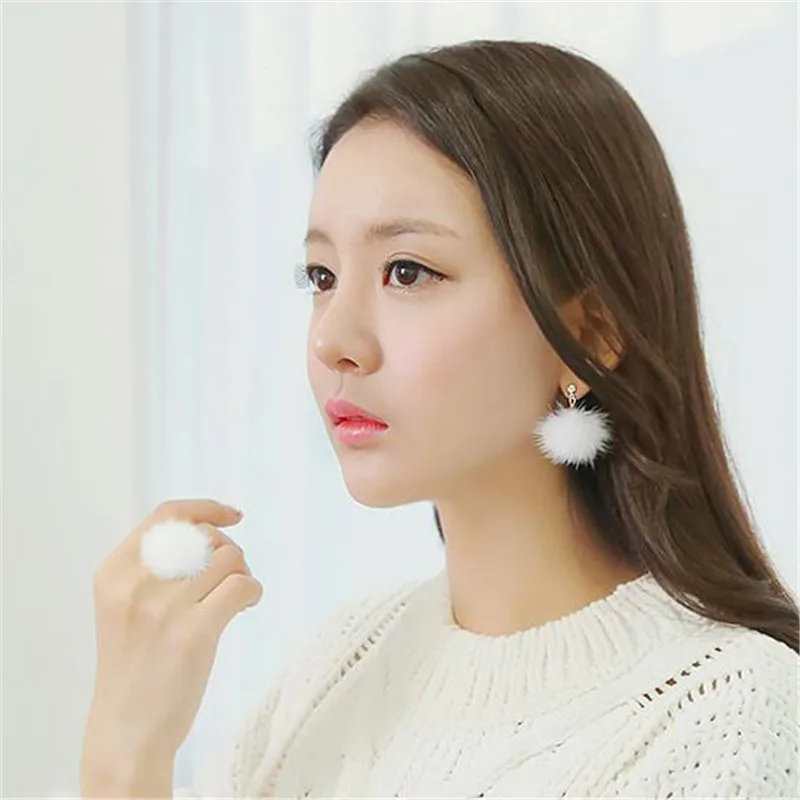 1 шт. модные милые мягкие пушистые Регулируемые кольца с меховым помпоном для