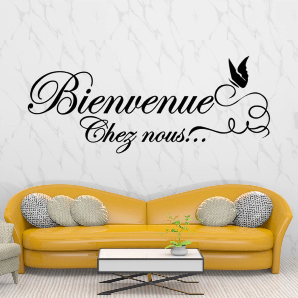 

Wall Decals Bienvenue Chez Nous French Quotes Stickers Wallpaper Removable Vinyl Bedroom Livingroom Mural Decoration RU2340