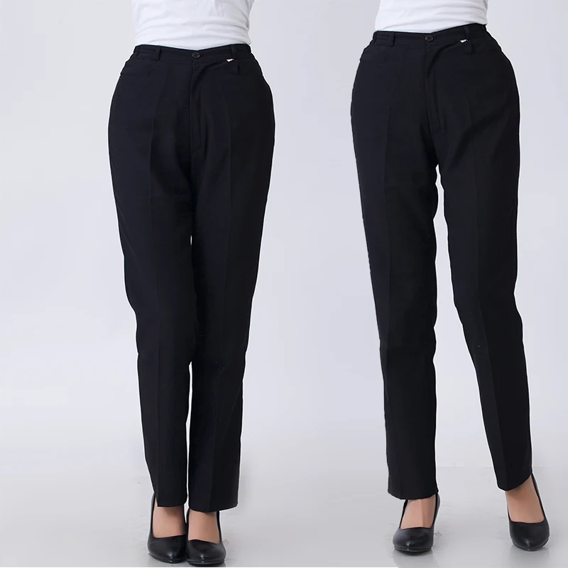 New Ladies Black Waiters Work Wear Uniforms Female Best Chef Pants Hotel Restaurant Kitchen Trousers | Food Service