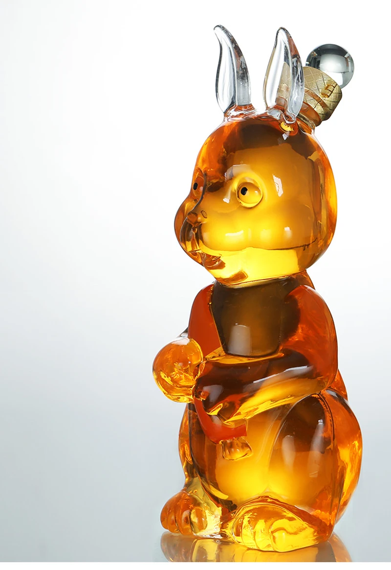 

1000ml animal rabbit shaped home bar whiskey decanter lead-free glass decanter for Liquor Scotch Bourbon 1210-05