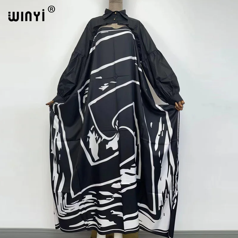 

WINYI 2022 sukienka For Women Casual long Sleeve Beach Dresses Women's maxi winter Holiday Sundress fashion print Long Dress