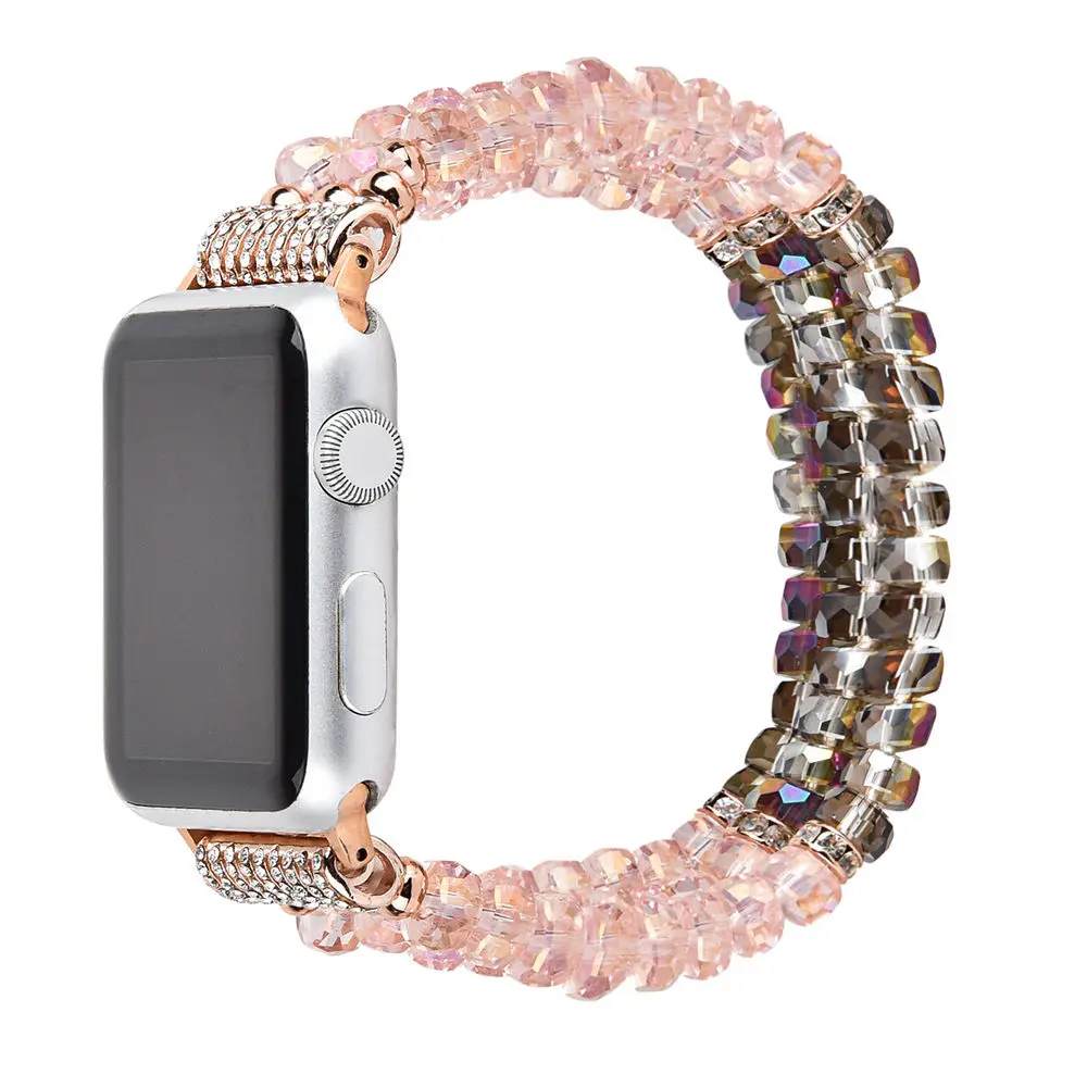 Фото Ремешок для часов для Apple Watch Series 5 4 3 2 1, женский браслет с жемчужинами и кристаллами для iWatch Band 38/40 мм 42/44 мм №2