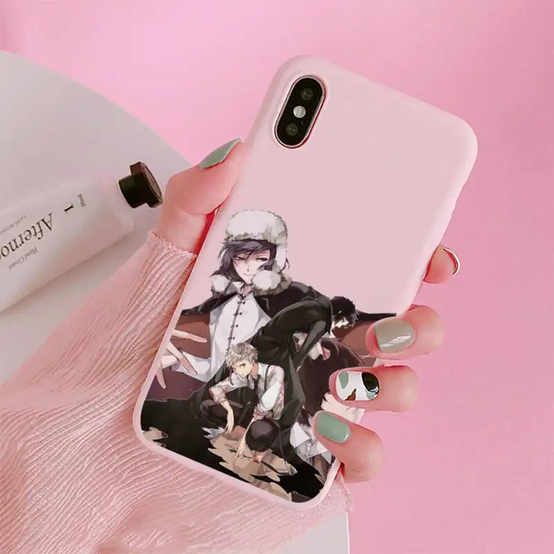 

apan anime bungou stray dogs Dazai Osamu Phone Case Candy Color for iPhone 6 7 8 11 12 s mini pro X XS XR MAX Plus