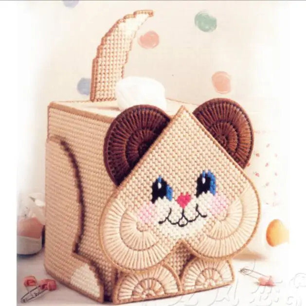 

12x12x14cm Persian cat carton storage tissue box embroidery kit DIY handmade craft set Crocheting knitting needlework supplies