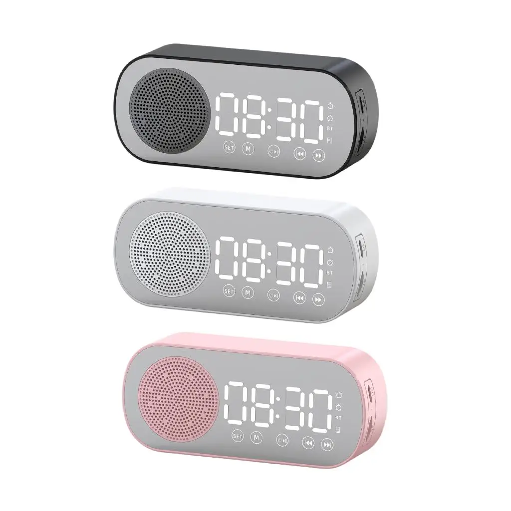 Bluetooth динамик будильник двойные часы зеркальная поверхность FM-Радио цифровые