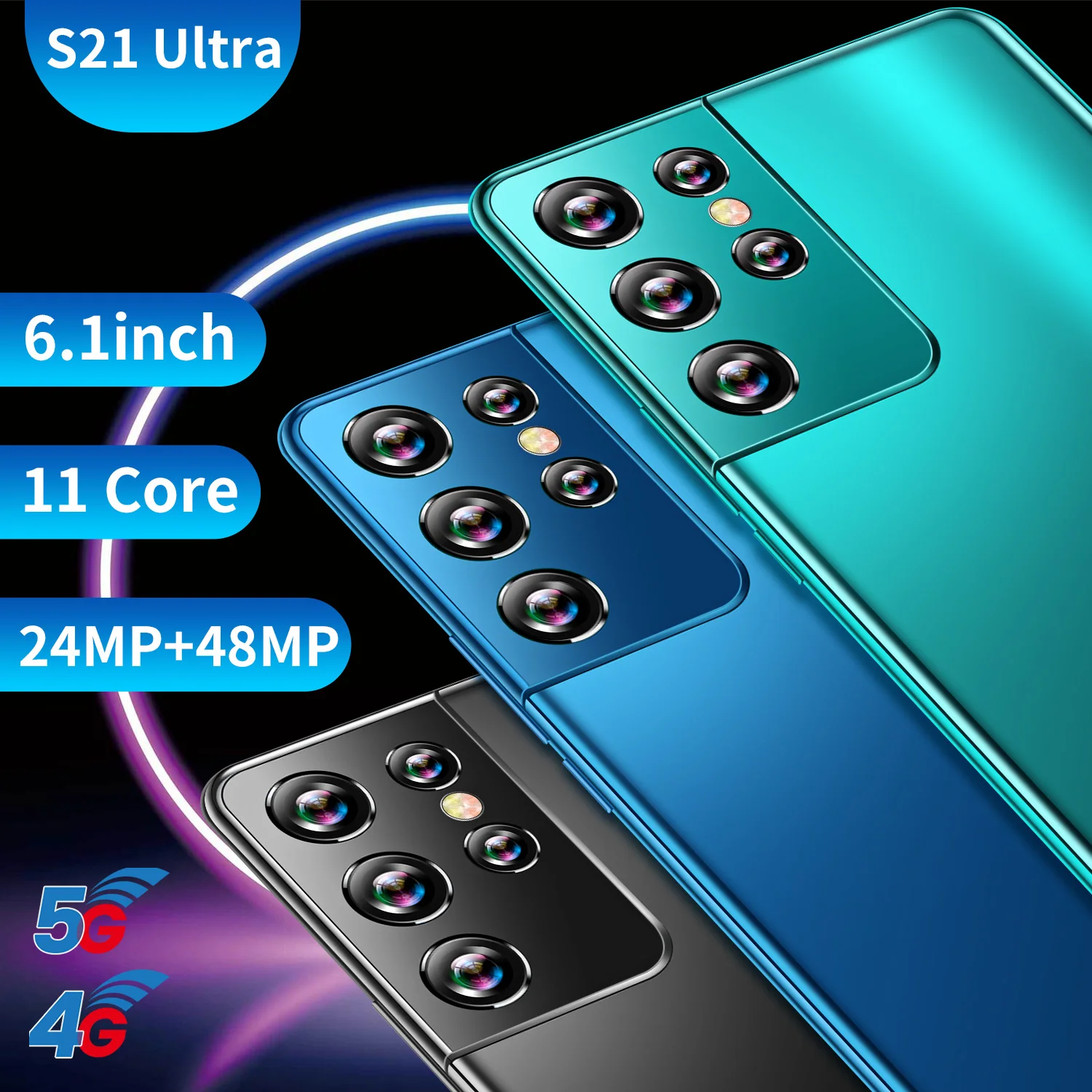 new 2021 galxy s21ultra andriod smart phone 6 1 inch fingerprint unlock cheap mobile phone 4g 5g network celular clobal version free global shipping