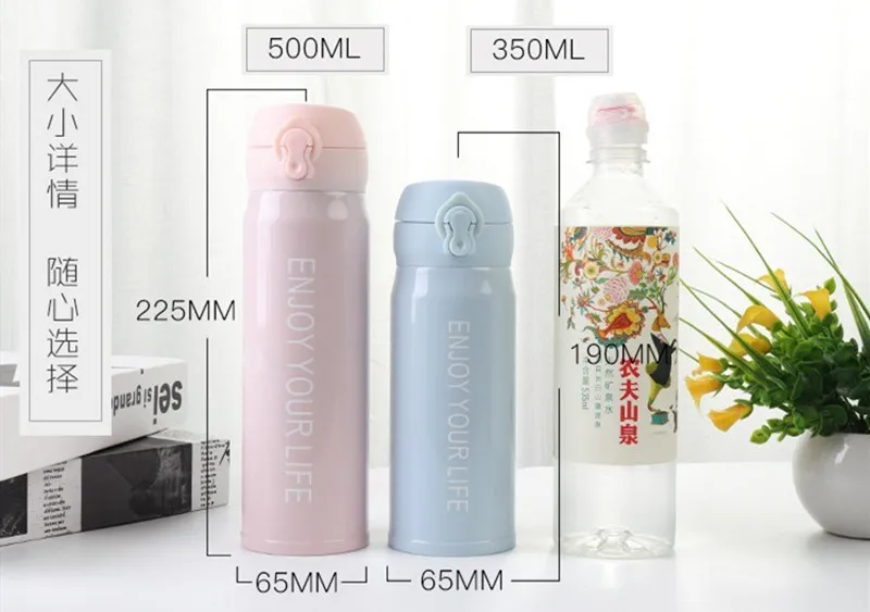 Creative Double Wall Stainless Steel Vacuum Flask Fashion Coffee Tea Thermos Mug Travel Drink Bottle Thermomug for Gifts