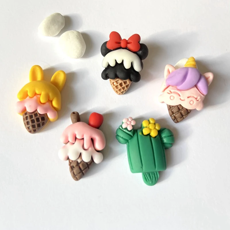 

25Pcs/lot 3D Resin Ice Cream Cartoon Dessert Flatback Home Decoration Resin Cabochons Scrapbooking Craft DIY Accessories A61