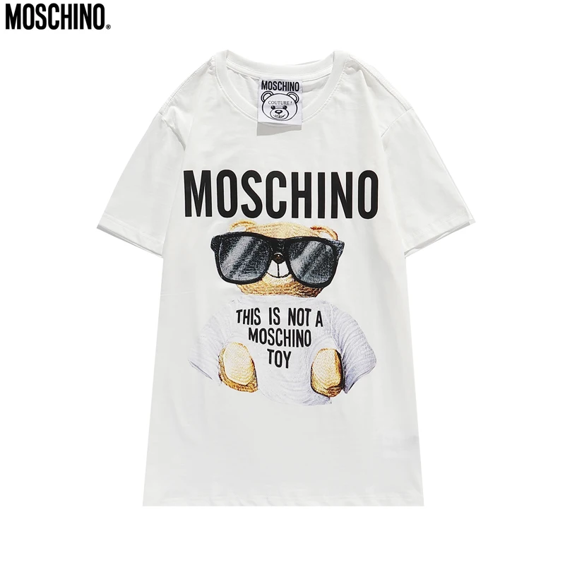 

2020 Moschino T-Shirts Cool Sunglasses Bear Unisex Shirts Short Sleeve Tops MOSCHINO O-Neck Cotton Shirt With Brand Label