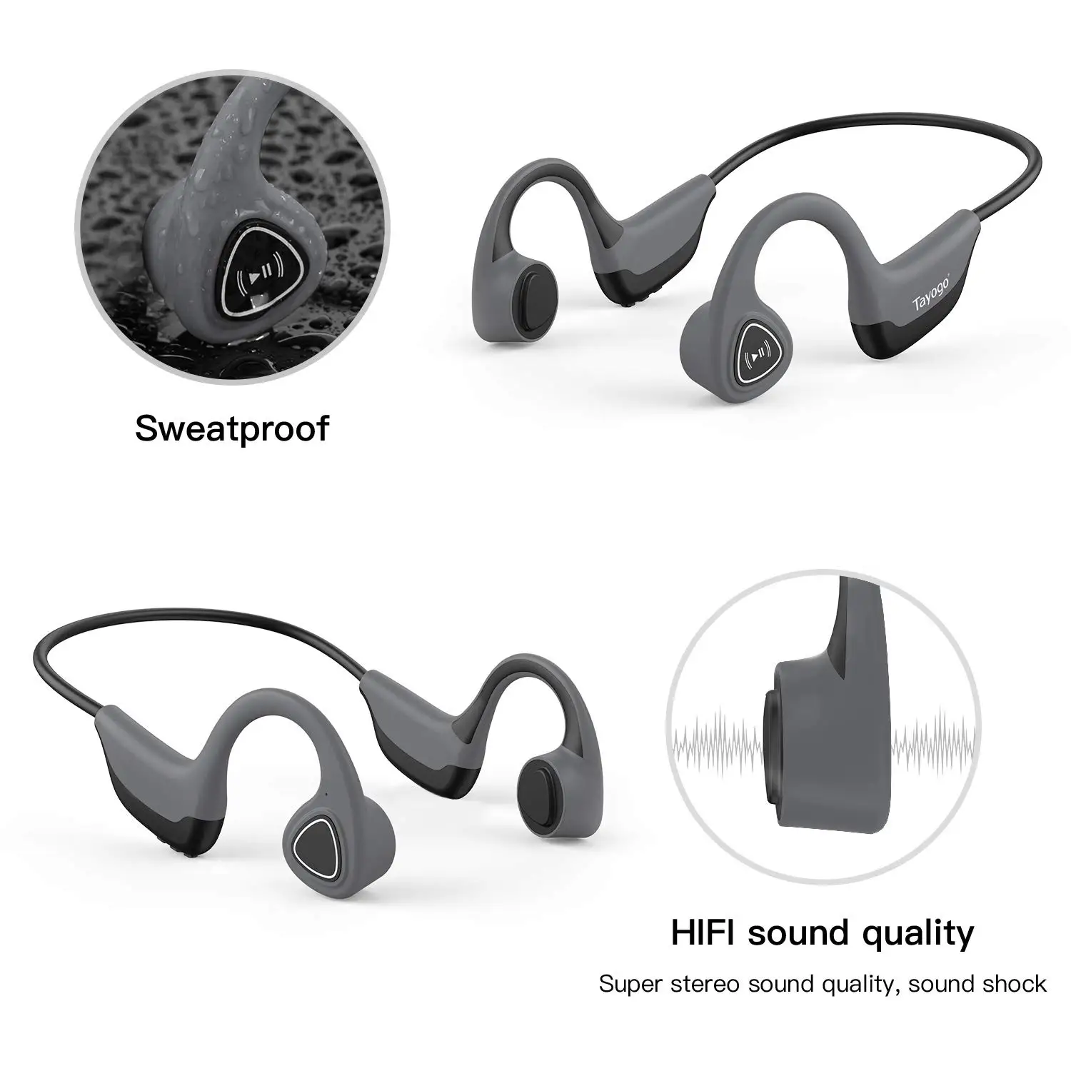 Tayogo S3 модный mp3-плеер с костной проводимостью 8 ГБ для спорта, защита от пота, ушной крючок, длинная батарея с функцией shuffle