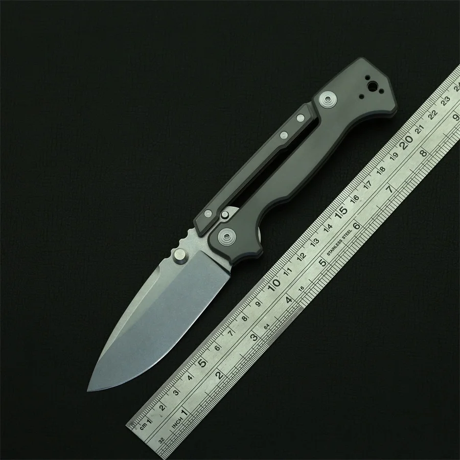 AD15 Pull Rod Type Mechanical Folding Knife D2 Blade Titanium Handle Outdoor Survival Camping Hunting Tool Tactical Utility EDC