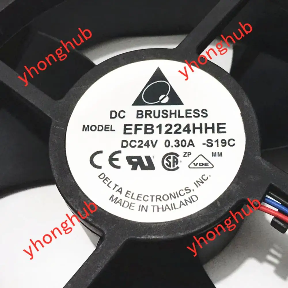 Вентилятор охлаждения сервера Detla Electronics EFB1224HHE S19C DC 24 В 0 30 А 3 провода 120x120x38 мм |