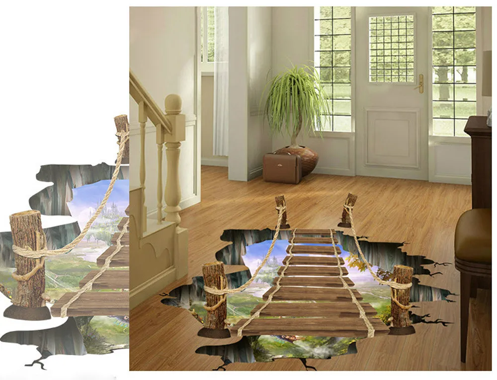 Новинка съемная настенная 3d наклейка на мост пол для детской комнаты гостиной