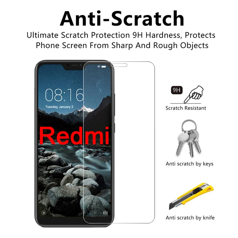 Smartphone Protective Film for Xiaomi Redmi Note 2 3 4 4X 5A Prime 5 Pro Redmi Screen Protector Glass Front Glass Toughed Hard