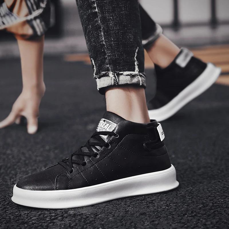 

casual mens fashion sneakers sport mens flat leather man for loafers black shoe male causal Sneaker zapatillas hombre Casual