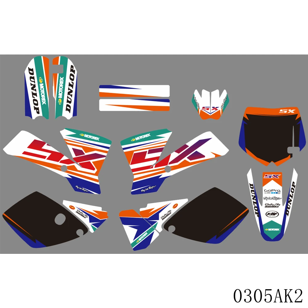

For KTM SX 65 SX65 2001 2002 2003 2004 2005 2006 2007 2008 Full Graphics Decals Stickers Motorcycle Background Custom Number