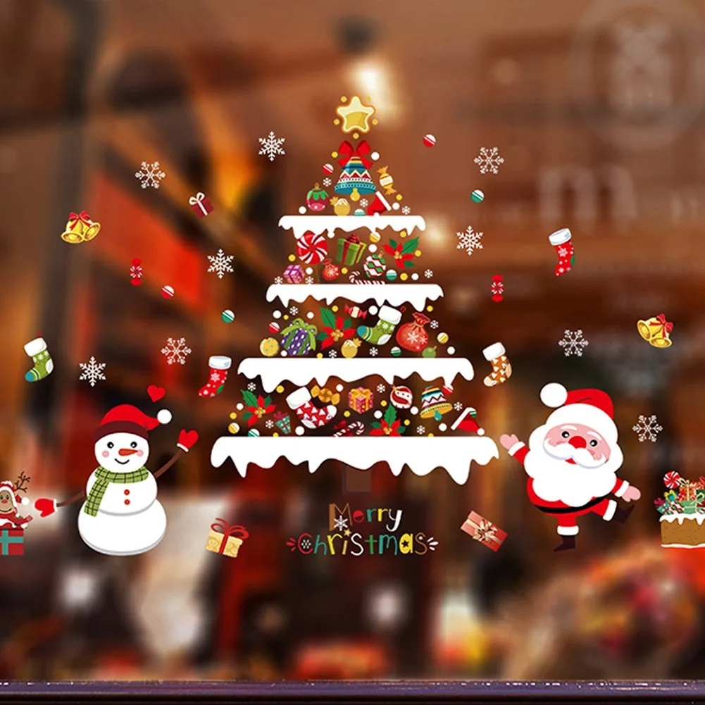 

Christmas Decorations Wall/window Stickers Xmas Removable Stickers Art Decal Wall Home Shop Decor Sticker 2021 New Year