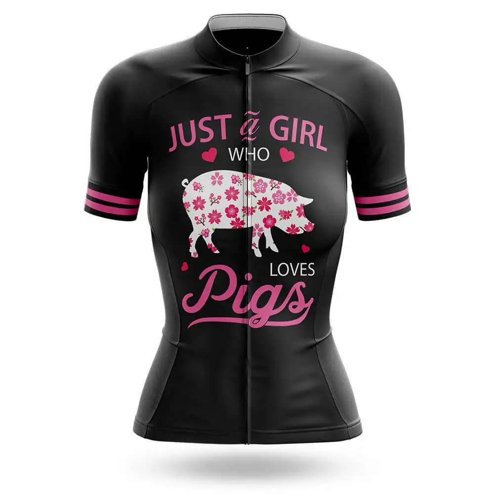 

2020 Funny Pig Cycling Jersey Set Pink Cycling Clothing Women's Road Bike Suit Bicycle Bib Shorts MTB Clothes Maillot Culotte