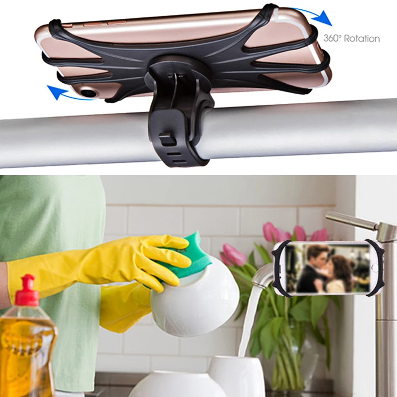 Кухонные часы Видео мобильный телефон держатель стойка Универсальный 360