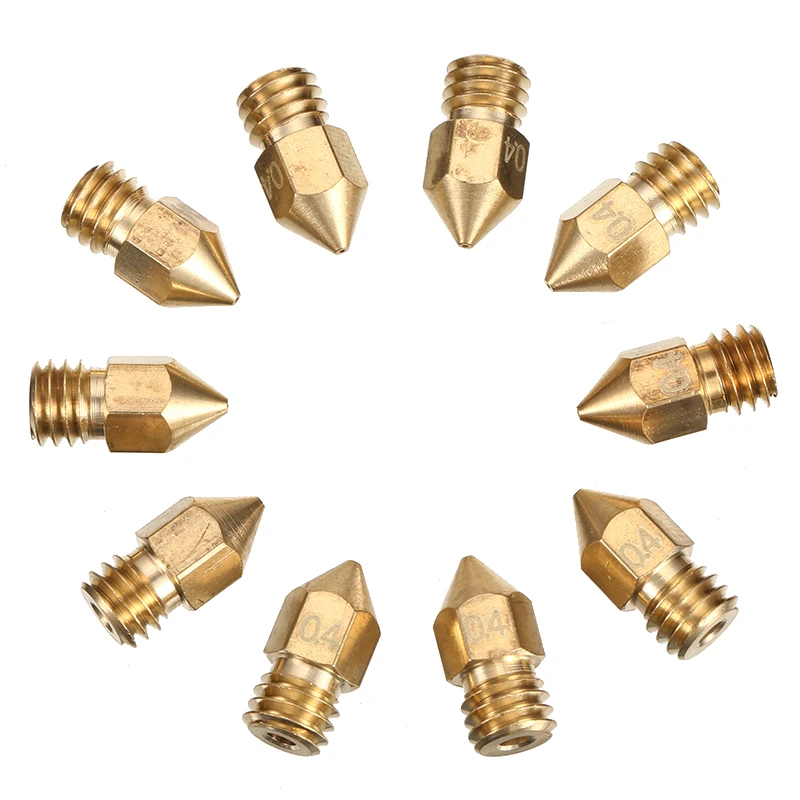 

10pcs/lot 3D Printer Extruder Nozzle Print Head 0.4mm Extruder Brass Nozzle for MK8 nozzle 1.75mm Filament