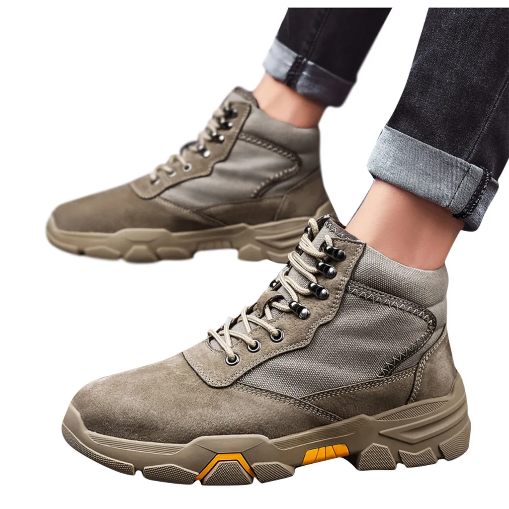 SAGACE Warm Winter Ankle Boots Men Casual Shoes Lace-UpLeather Waterproof Work Tooling Mens male Military Army Botas | Спорт и