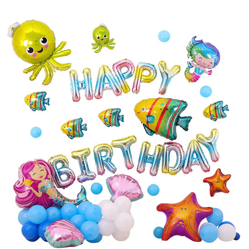Ребенок с днем рождения сцена украшения океана тема вечеринки установка стены
