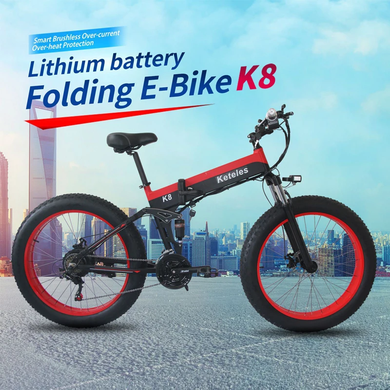 Günstig 1000w High Power Fett Reifen Elektrische Fahrrad 26*4,0 Zoll Fett Reifen Elektrische Mountainbike Klapp Elektrische Schnee Fahrrad Schnelle E Bike