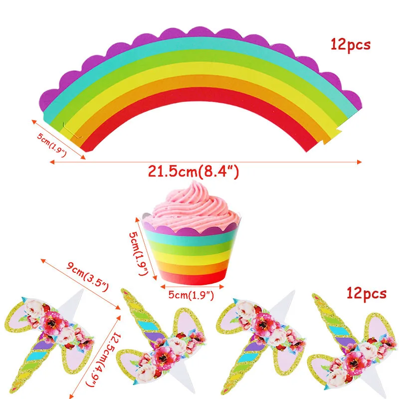 12set cake decor B День рождения карты с конвертом Единорог тема пригласительные карты детский душ принадлежности вечерние сувениры свадебные пригласительные открытки - Цвет: 12set cake decor B