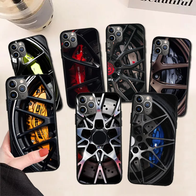 

Sports Car Wheel Tire Speed Black Phone Case For Apple iPhone 11 13 Pro Max 12 Mini X XS XR 7 Plus 6 6S 8 + SE 5S Pattern Cover