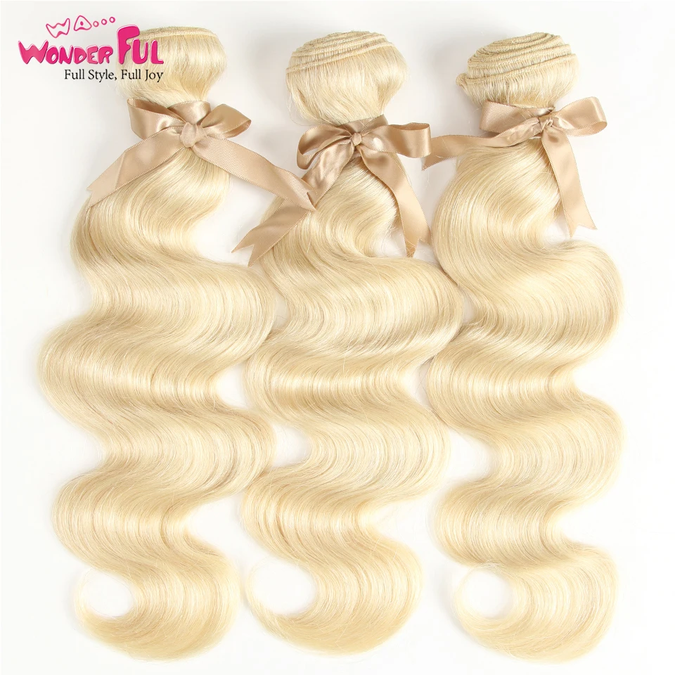 Блонд 613 пучков с фронтальным закрытием человеческие волосы пучки бразильские