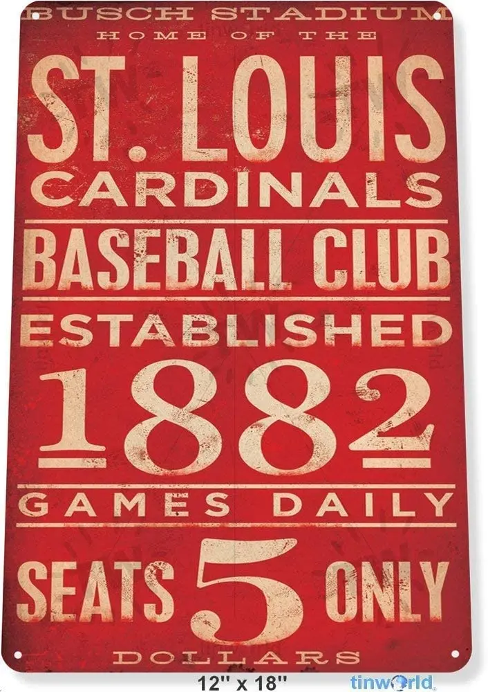 

St. Louis Cardinals Card Baseball Retro Metal Tin Sign Plaque Poster Wall Decor Art Shabby Chic Gift