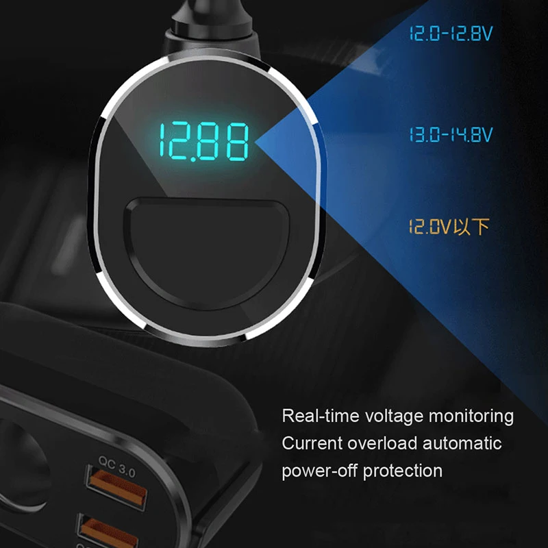 URVNS USB C Car Charger Cigarette Lighter Splitter 2 Socket Type PD 20W Multi Power Outlet 96W DC with LED Voltmeter Switch | Мобильные